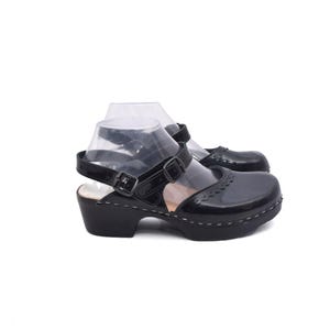 Vintage 90s Black Patent Leather Platform Clogs - Size 39 EU