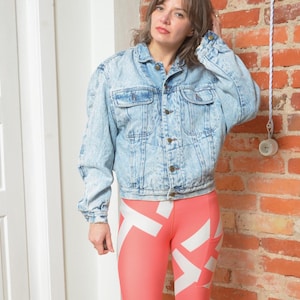 Vintage 80&#39;s Acid Wash Denim Sherpa Cropped Jacket - Size Small