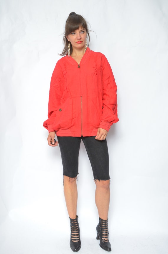 90s linen zip jacket usa 希少90s linen zip shirts jacket usa製 VTG