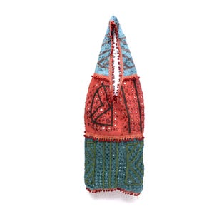Vintage 90er Jahre Stoff Patchwork Schultertasche im Boho Quilt-Stil