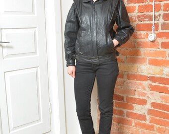 ジャケット・アウター 70~80s short real leather tracker jacket Men 70s Bomber Leather Jacket Brown Quilted Street Inspired