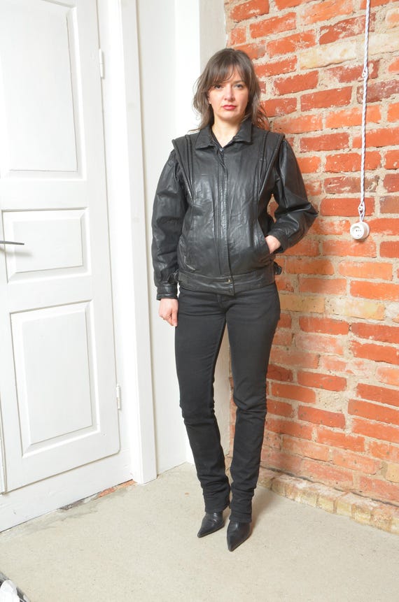 Vintage 80s Real Leather Leather Zipper Jacket - Size XS - Etsy