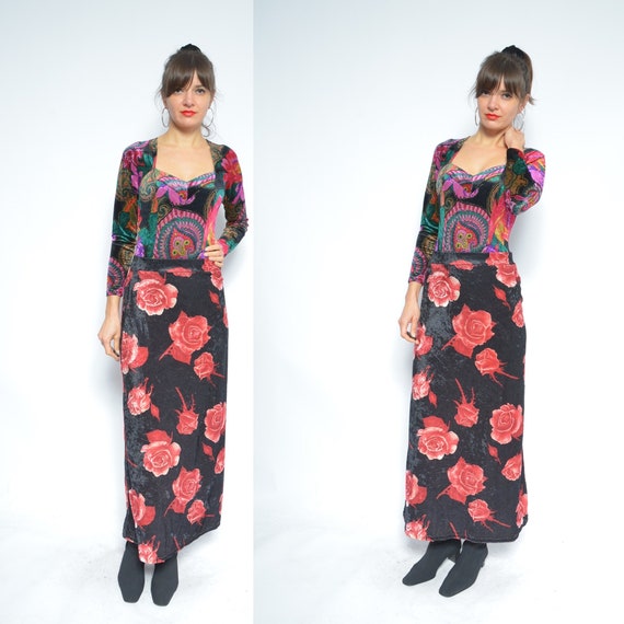 rose print maxi skirt