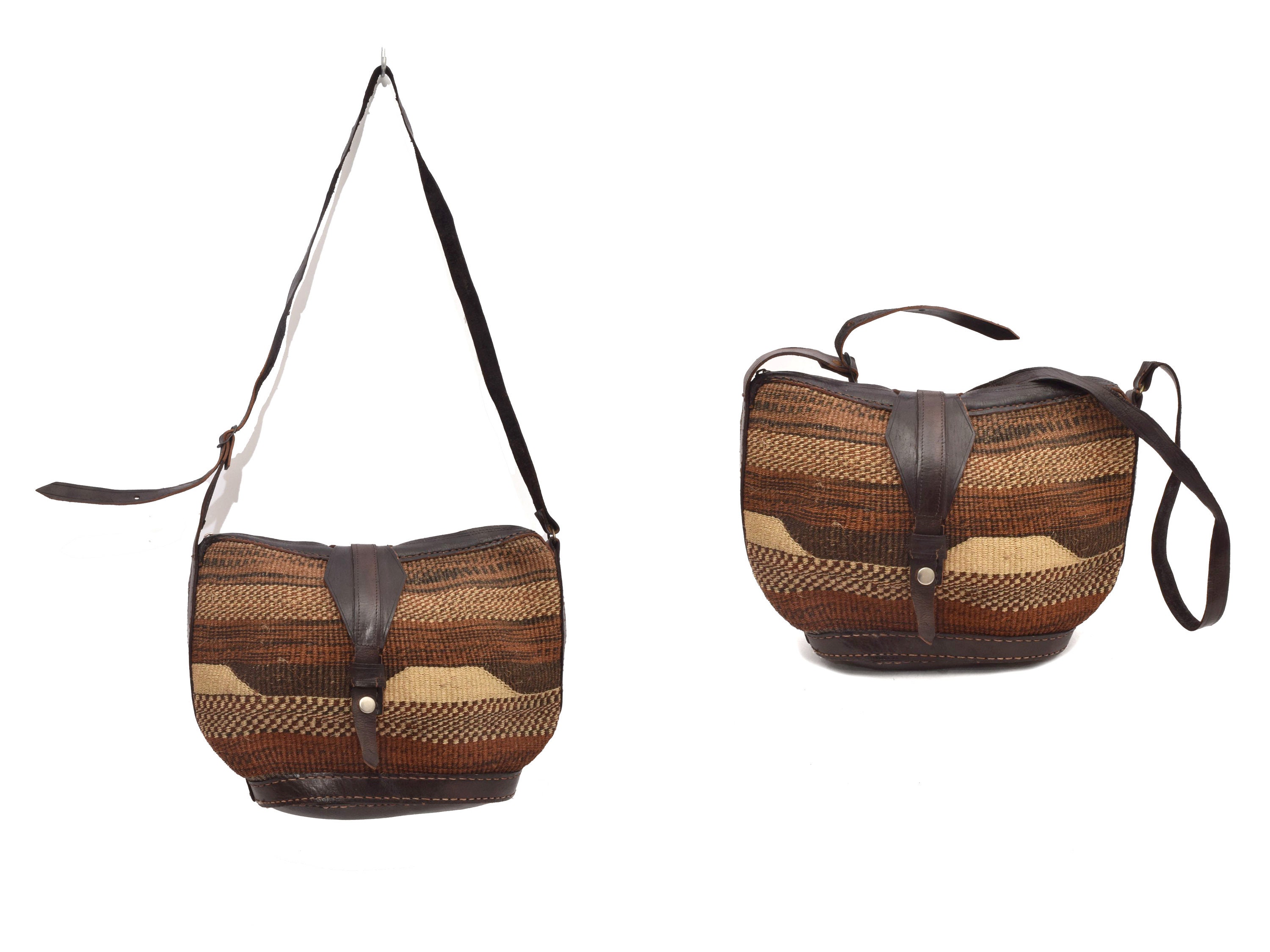 Handmade Woven Sisal Jute Leather Market Bag Bucket Backpack Sling Purse Transito Woven Mini Backpack | Natural – Made by Minga main image 3