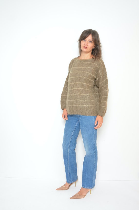 Mohair Oversized Sweater / Vintage 80's Striped F… - image 3