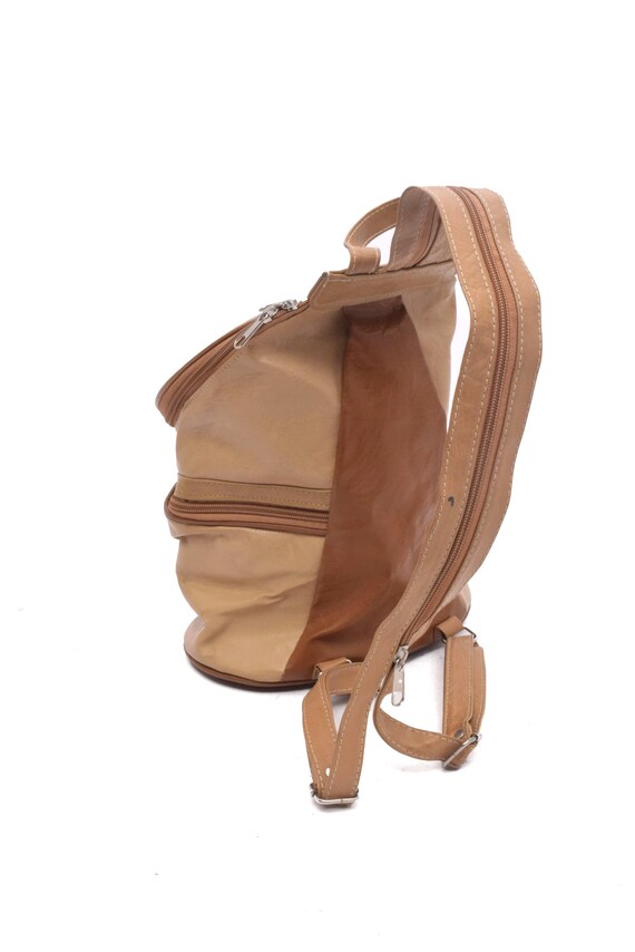 Vintage 90's Leather Brown Patchwork Backpack - image 5