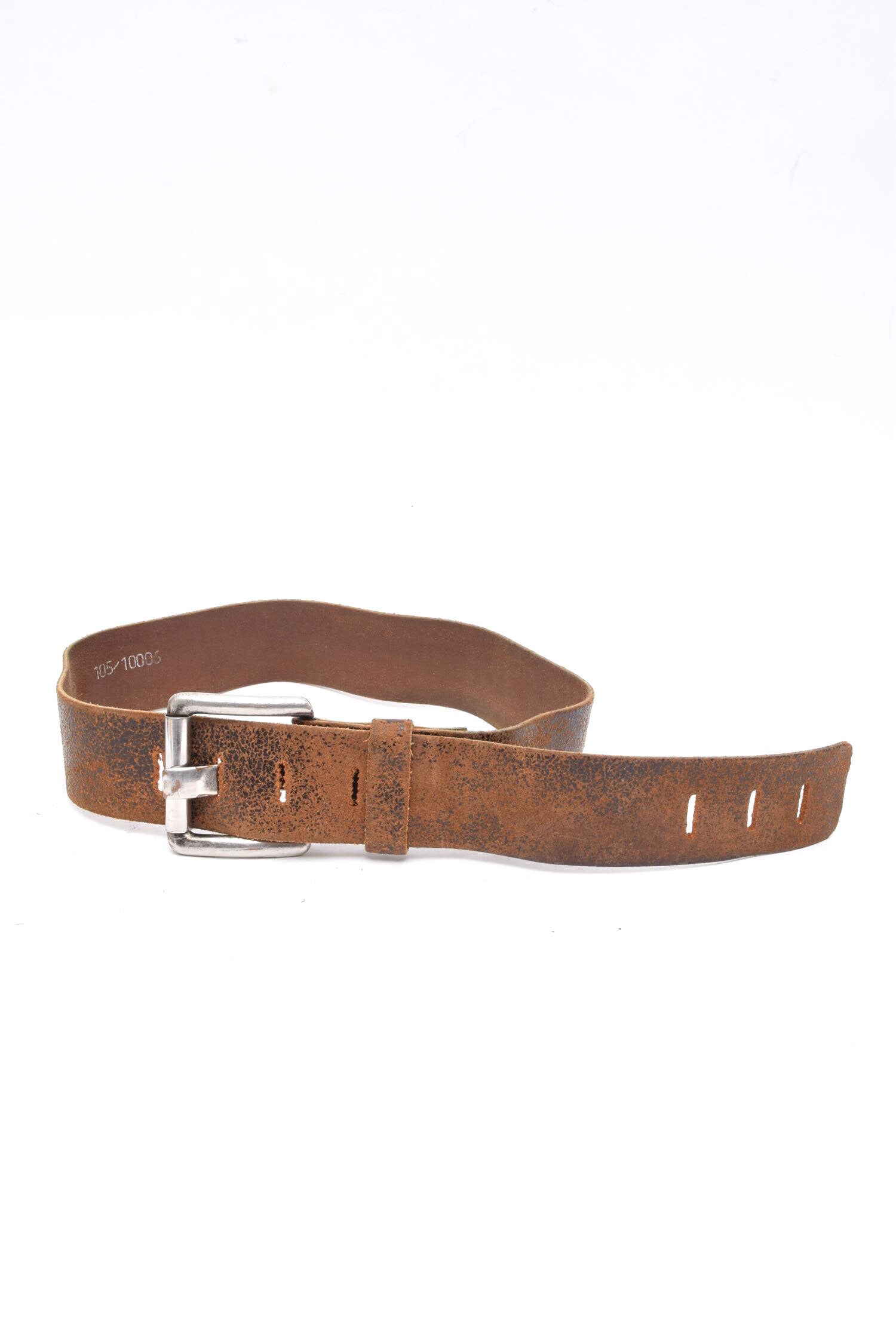 90s Brown Distressed Look Genuine Leather Square Gold Buckle Belt Size Medium Brown Leather Belt Gold Square Buckle - Etsy main image 2