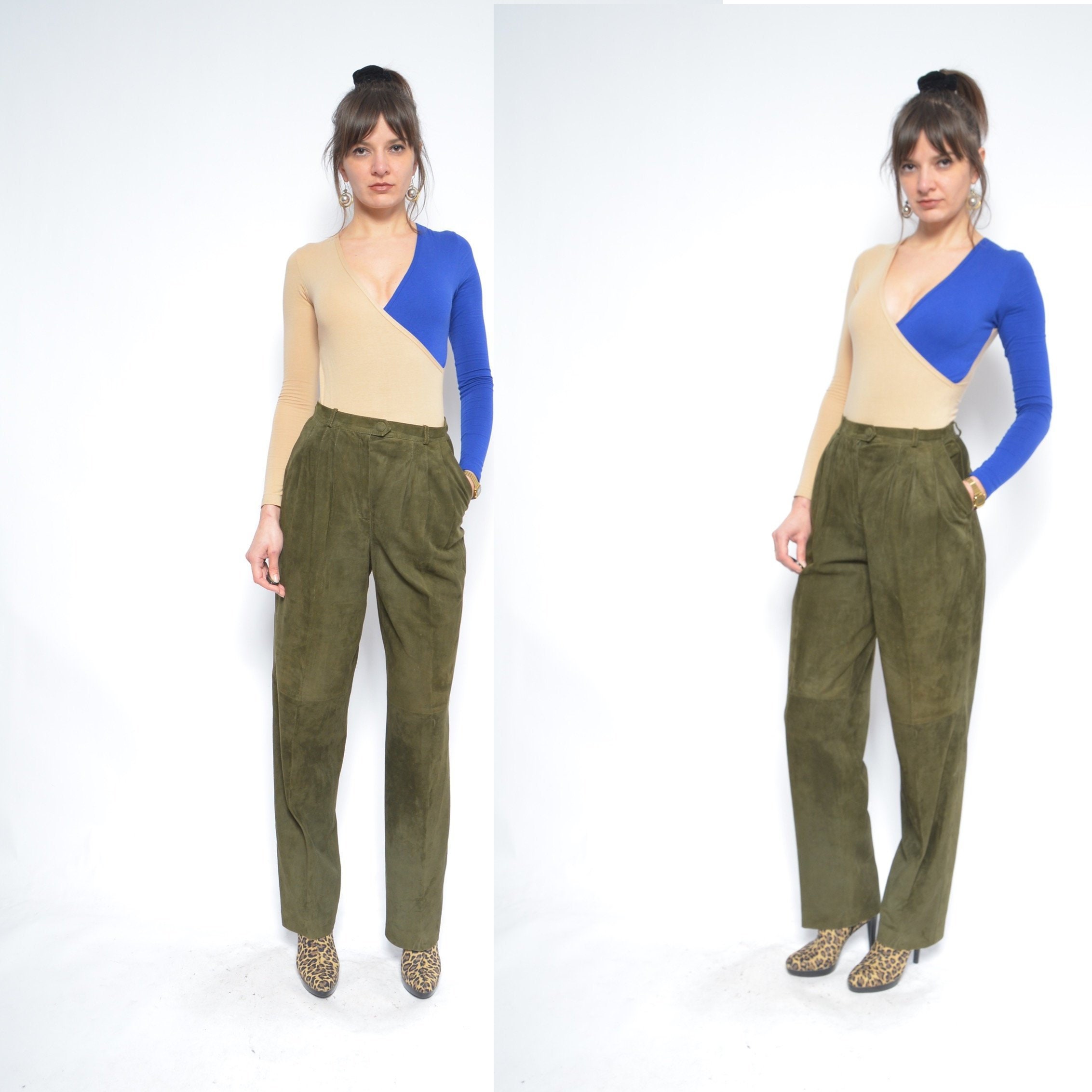olive leather pants