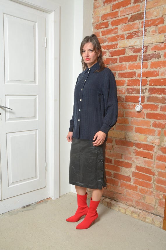 Vintage 90s Geometric Pattern Collared Loose Fit … - image 5