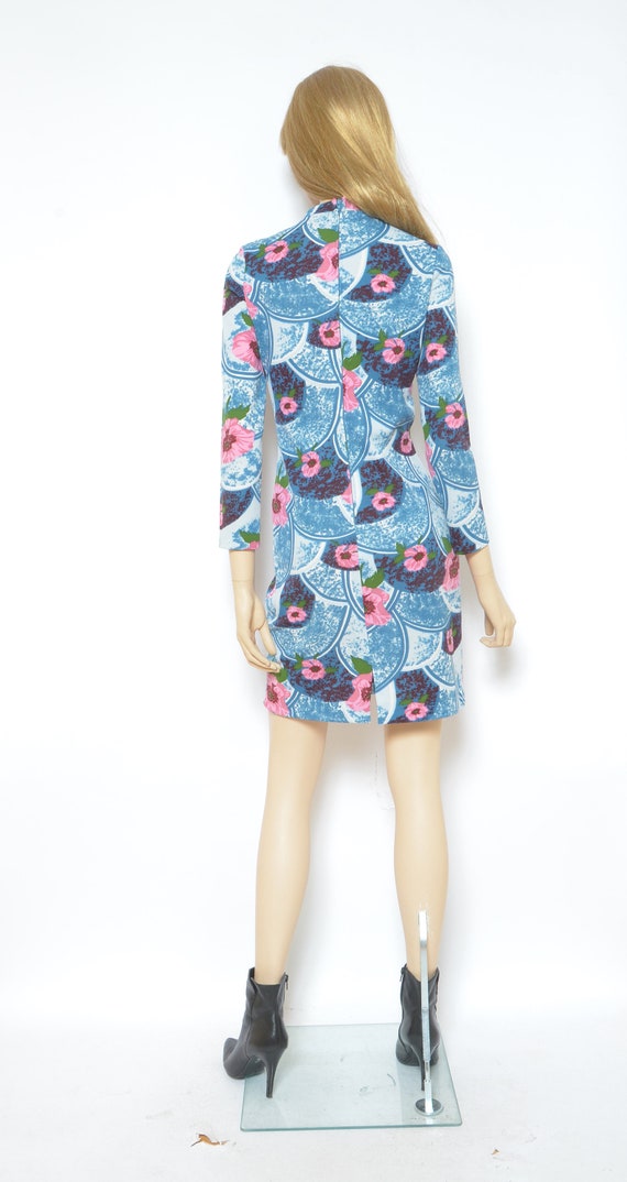 Keyhole Floral Dress / Vintage 80s Long Sleeve Co… - image 7