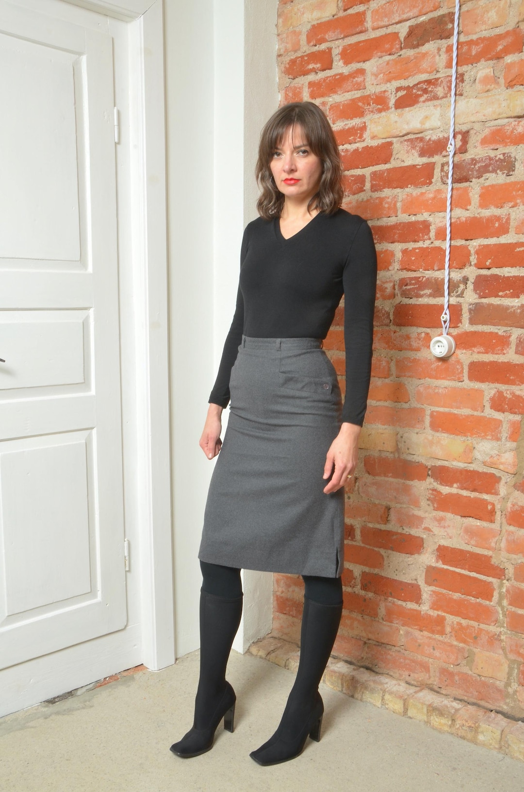 Vintage 80s Pumpkin Skirt High Waist main image 1