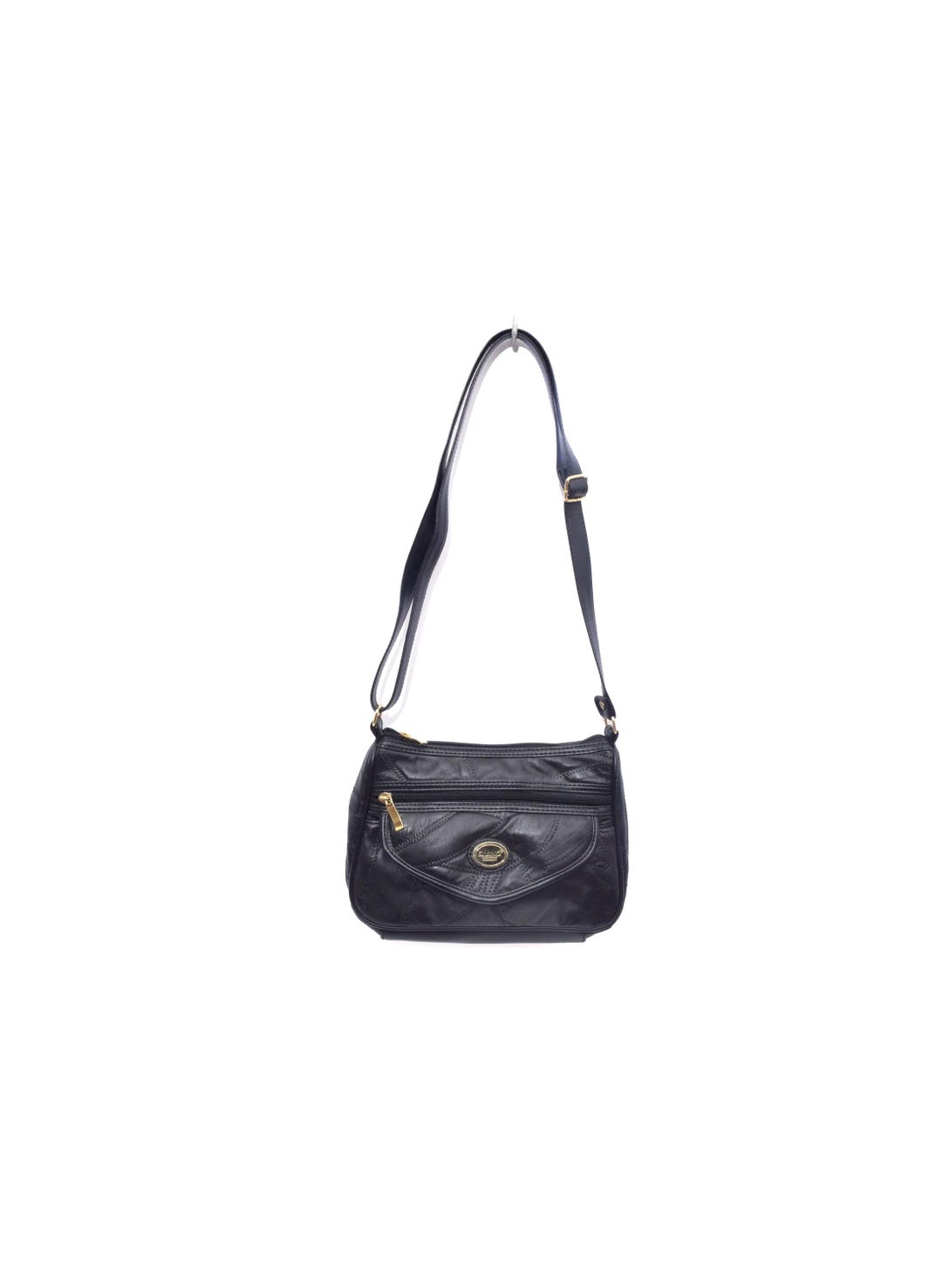 Vintage 90's Black Real Leather Patchwork Shoulder Bag - Etsy