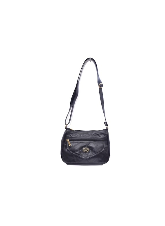 Vintage 90's Black Real Leather Patchwork Shoulder Bag - Etsy
