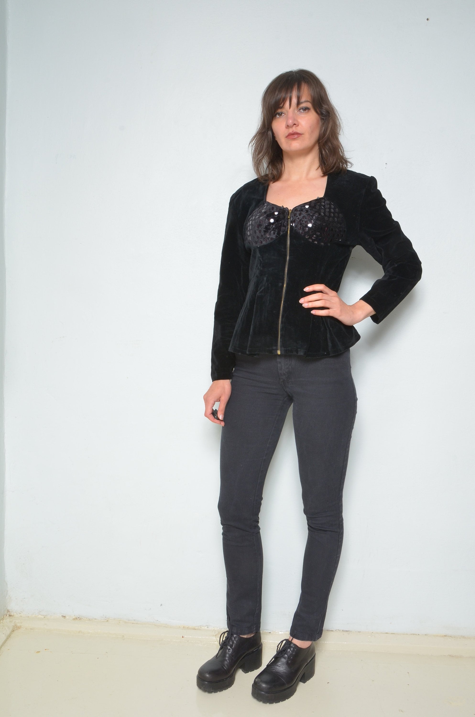 sequin basque top