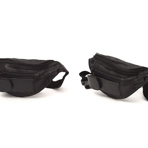 Riñonera grande de cuero negra vintage de los años 90, monedero, bolsillo para teléfono