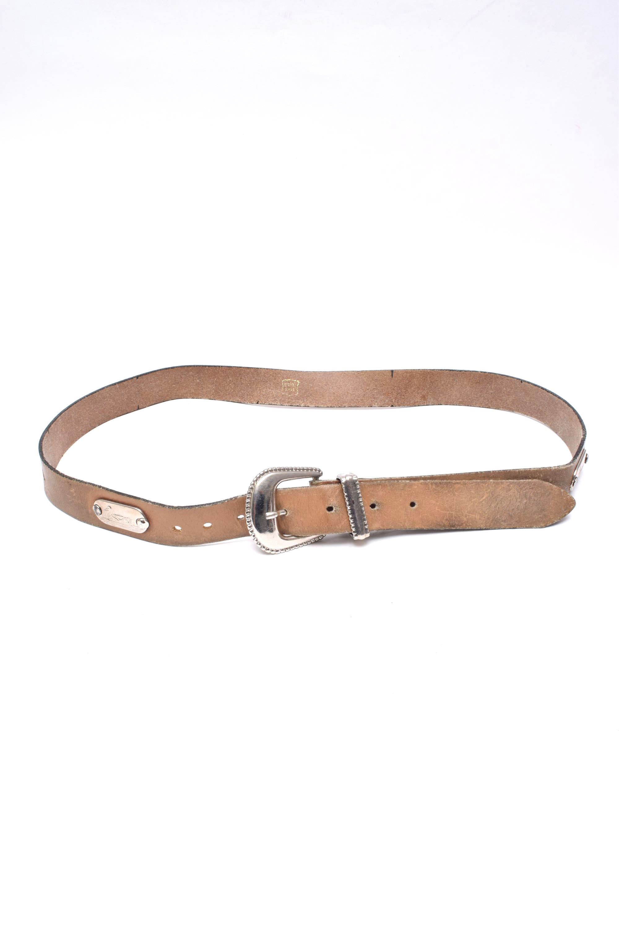 Vintage 90s Western Leather Belt With Silver Buckle (35.5  display picture 3