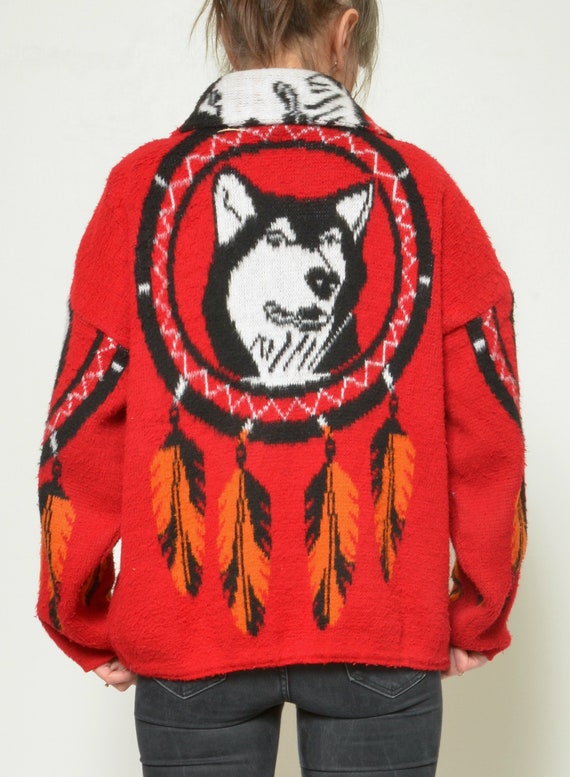 Husky Jacket / Vintage 90s Zipper Native American… - image 8