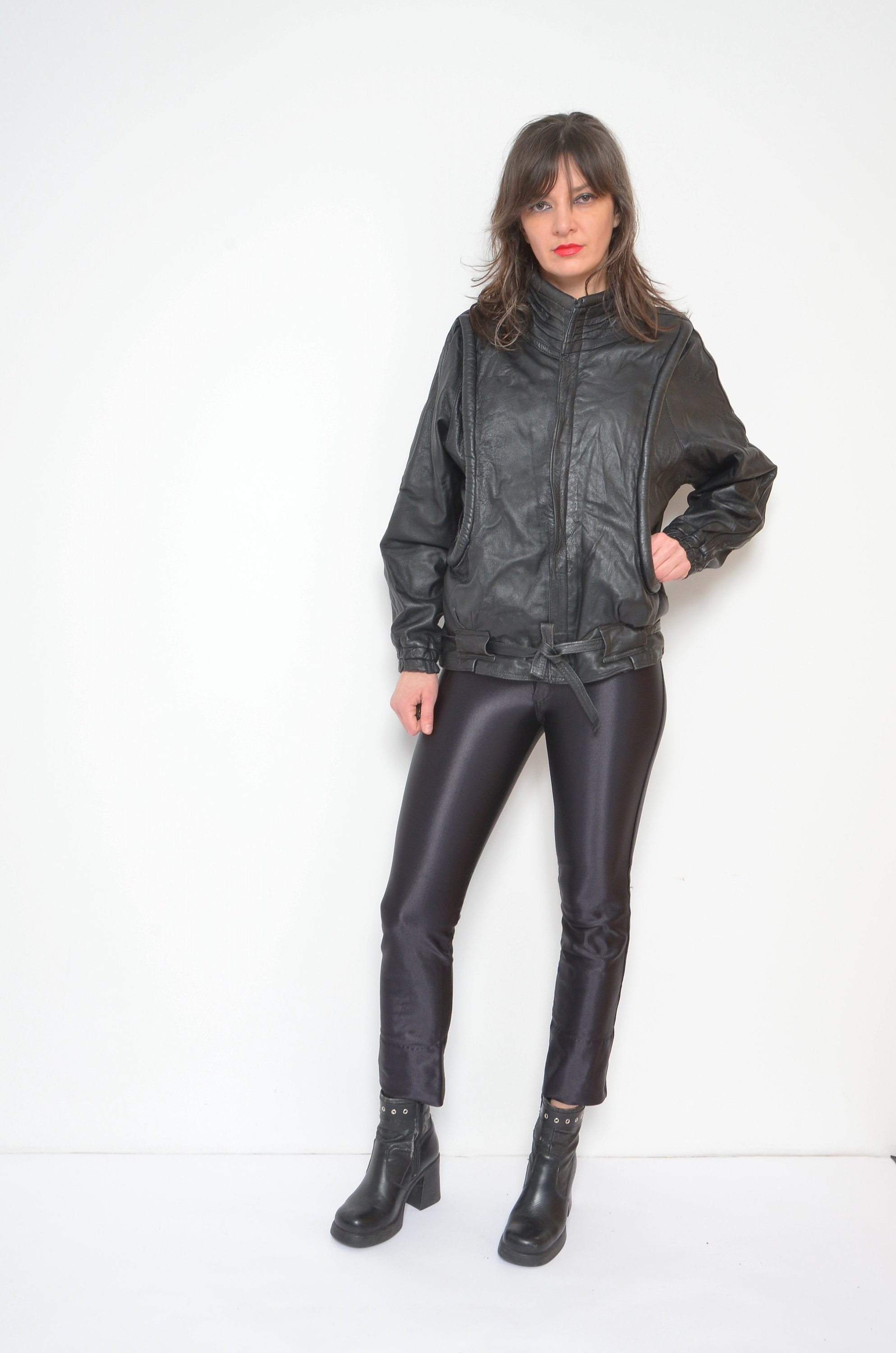 短丈◎ 80s~ UNKNOWN Zip Up Leather Jacket 短丈◎ 80s~ UNKNOWN Zip Up Leather Jacket