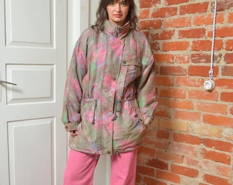 Vintage 80s Young Canada Pastel Ski Parka Jacket – Size M/S