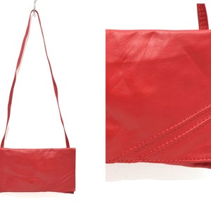 90s Red Patchwork Leather Shoulder Purse, Red Shoulder Bag