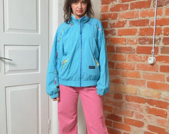 90年代ヴィンテージウィンドブレーカー：パープルカラーブロック