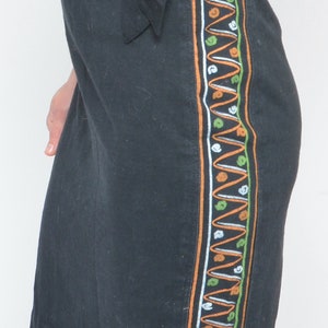 Vintage 90s Cotton Mini Skirt / High Waist Tight Casual Skirt With Abstract Geometric Trim Size Small image 7