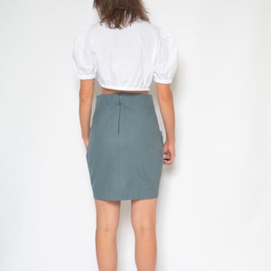 Linen Pocket Skirt / Vintage 90s High Waist Gray Shor Mini Skirt Size Small image 8