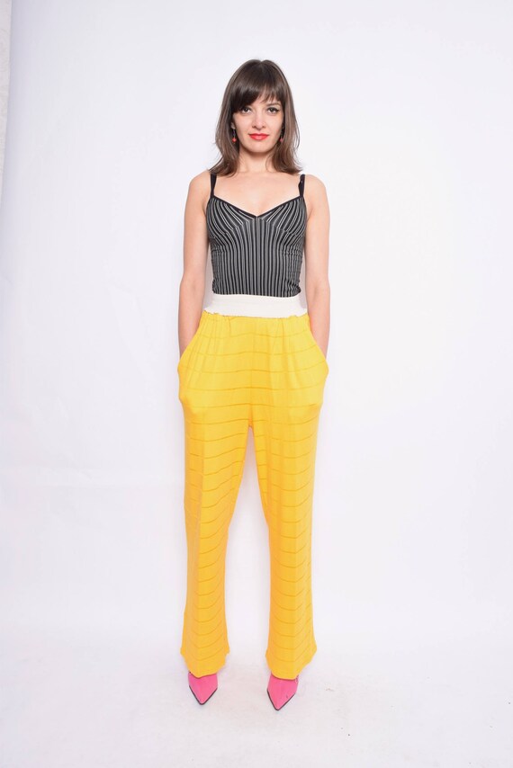 yellow jeans high waisted