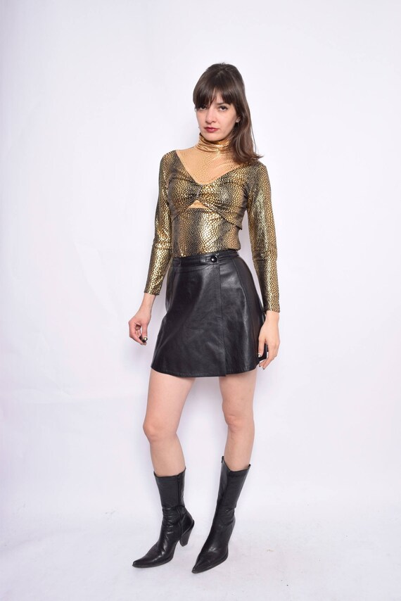 Vintage 90's Metallic Golden Top / Turtleneck Gol