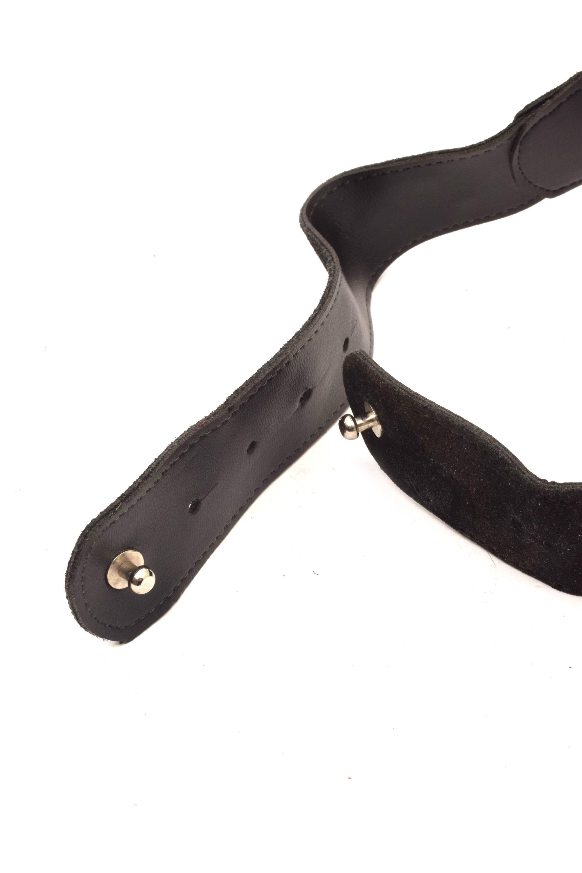 Vintage Black Suede Leather Belt With Silver Metal Heart