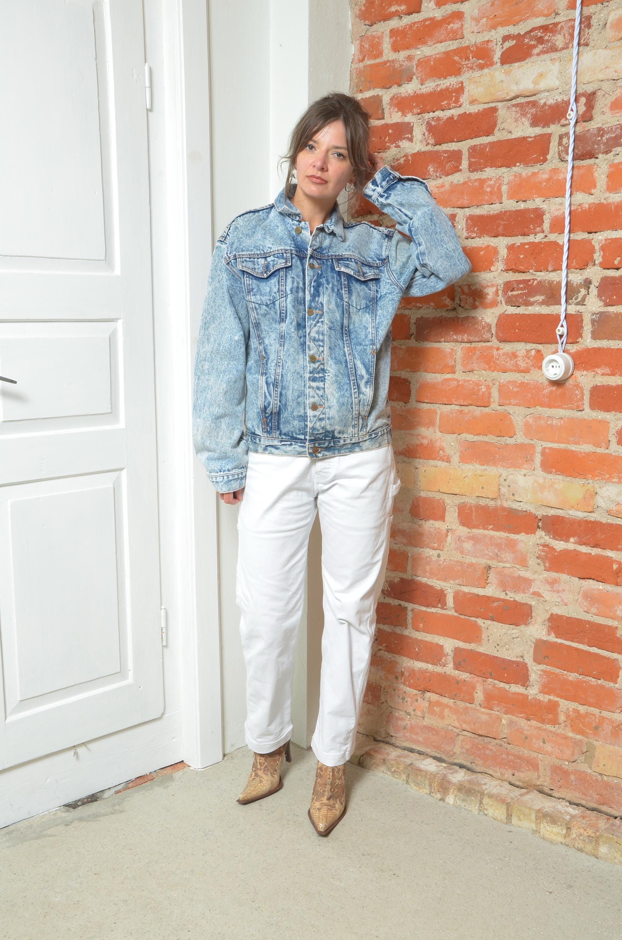 Vintage Acid Wash Denim Jacket - 80s/90s Blue Jean Jacket - Button