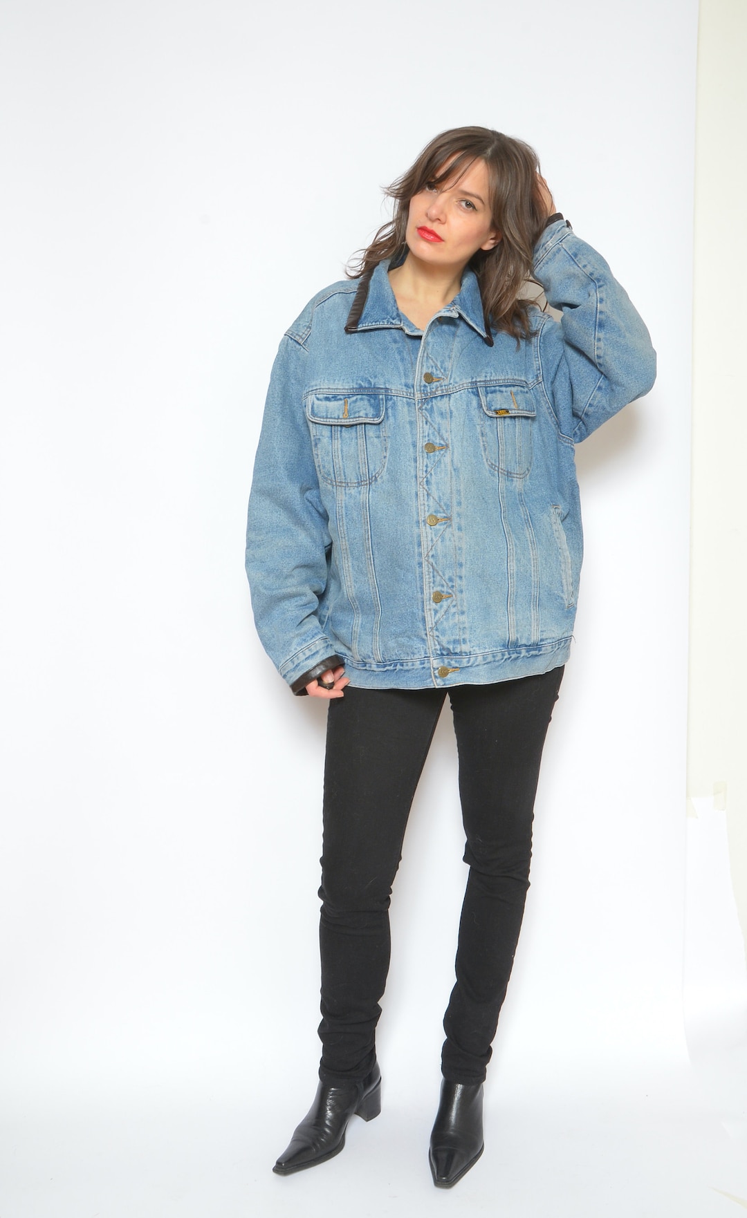 Vintage 90s Lee Denim Jacket: Wool Lined Trucker, Size Large - Etsy