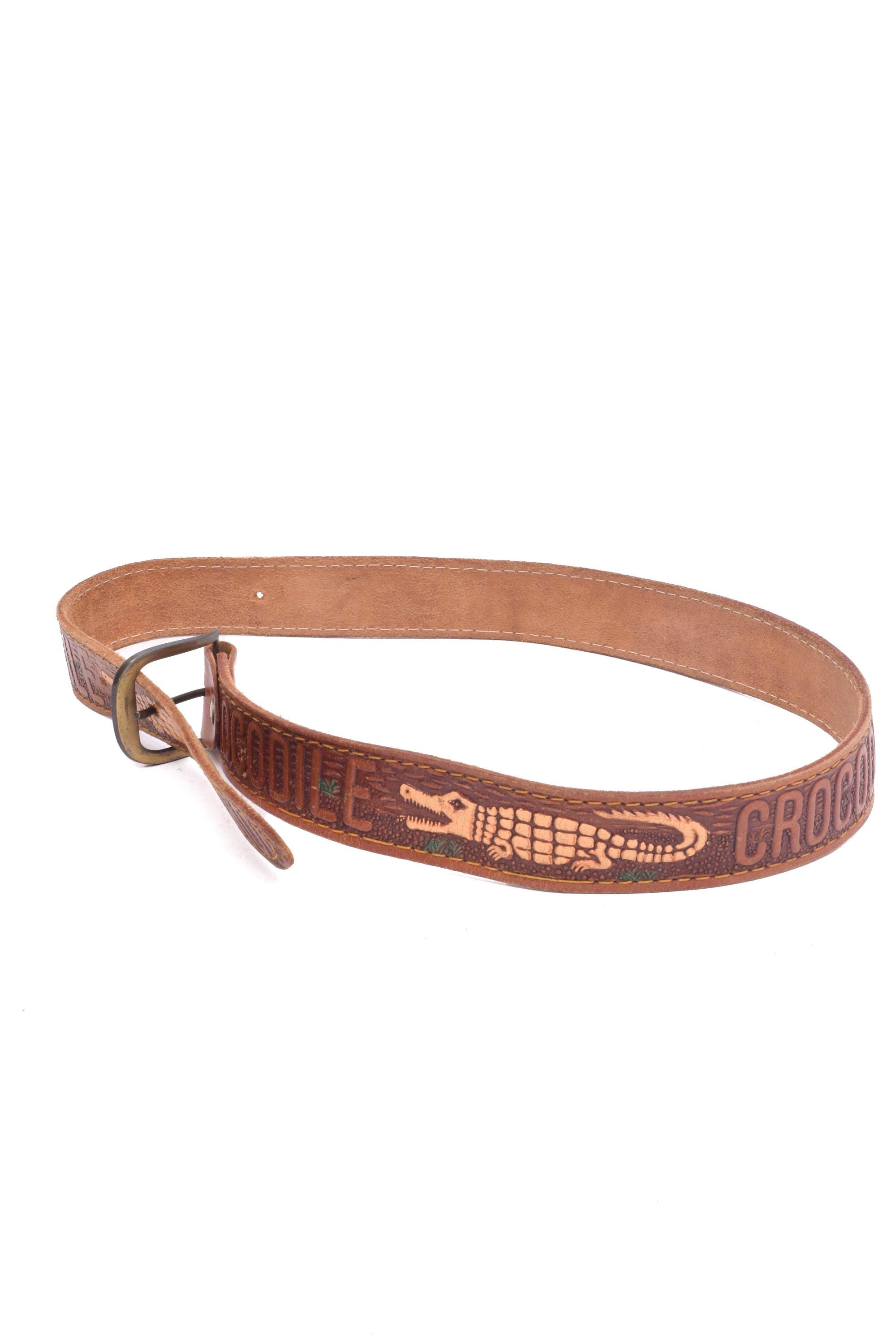 VTG 90s Western Leather croc belt Marc Nolan Leather Belt - Brown Crocskin main image 3