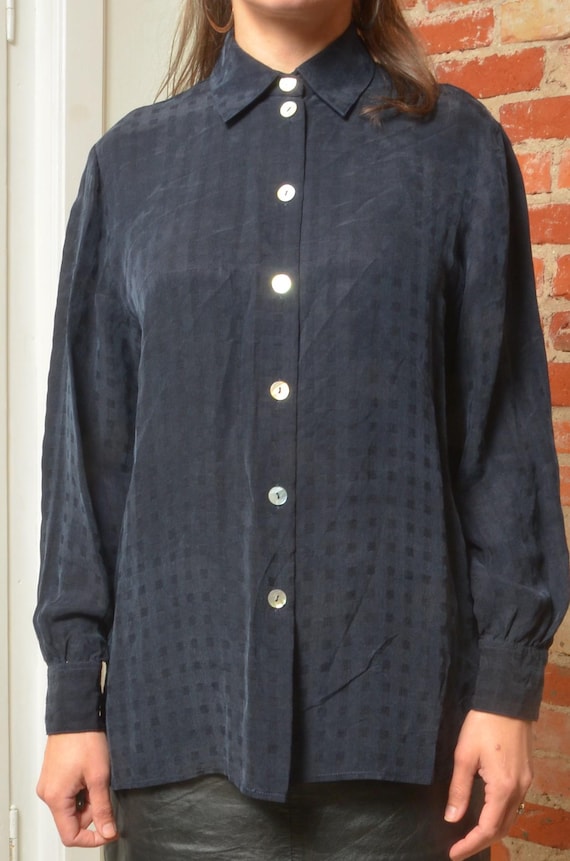 Vintage 90s Geometric Pattern Collared Loose Fit … - image 10