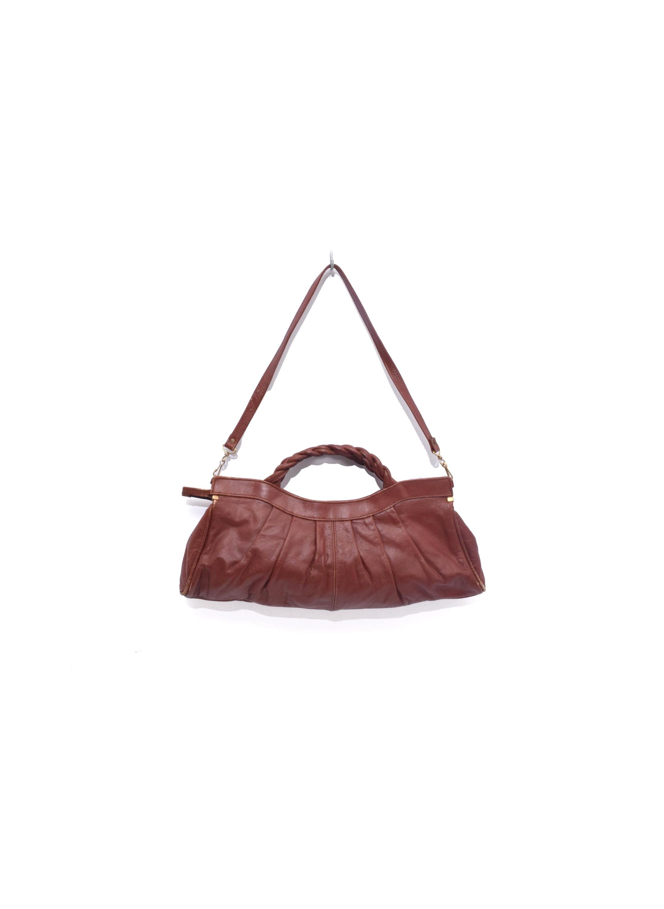 Vintage 80's Burgundy Leather Shoulder Bag Purse With Braided