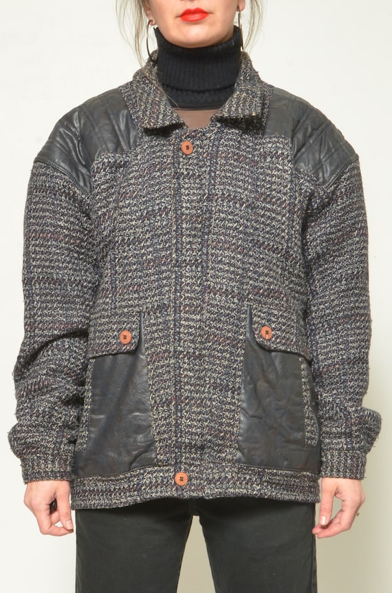 80s vintage short wool bomber jacket