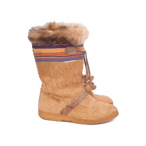 Vintage 80&#39;s Fur Winter Boots With Rubber Sole Size 36 EU