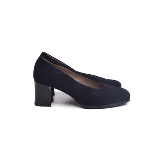 Vintage 90er Jahre Pumps mit schwarzem Blockabsatz, klassische 90er Jahre Pumps mit Blockabsatz