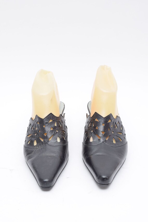 Real Leather Mules / Vintage 90's Black Leather C… - image 2