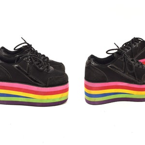 Vintage 90's Rainbow High Platform Lace Up Sneakers Buty sportowe