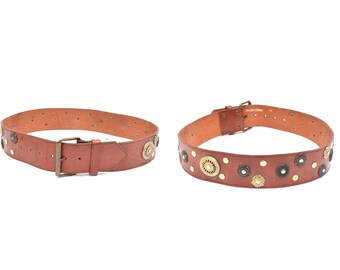 Laura Ashley Size Medium M Brown Tan Leather Woven Buckle Adjustable Belt LAURA ASHLEY Vintage Adjustable Brown Waxed Leather/cotton  main image 4