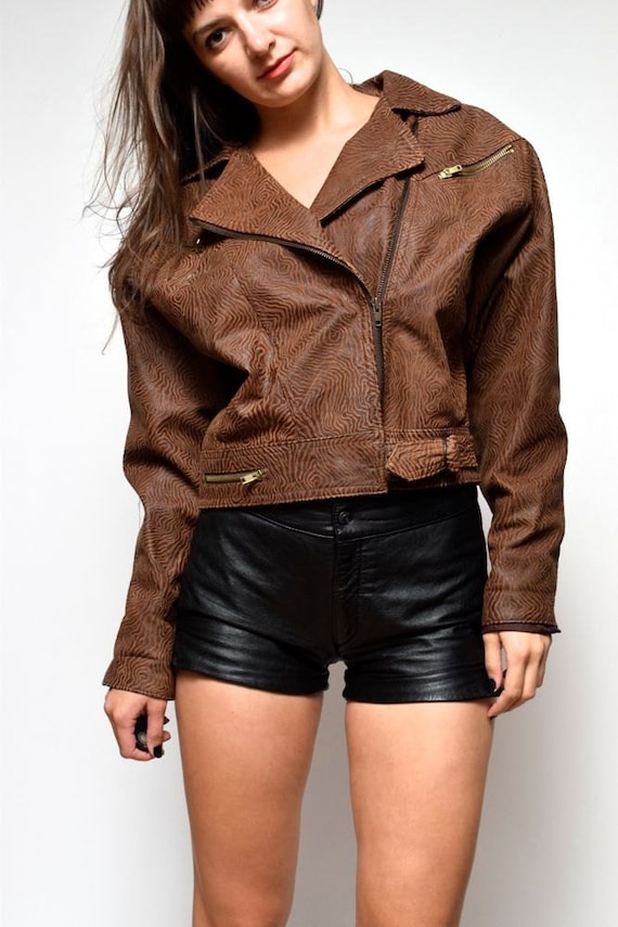 Vintage 80's Brown Real Genuine Leather Jacket - Etsy Israel