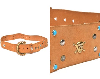 Vintage Suede Leather Waist Belt w/‎ Gold Lion Medallion Statement Size Large Lion Head Belt In Vintage Belts for sale - eBay main image 4