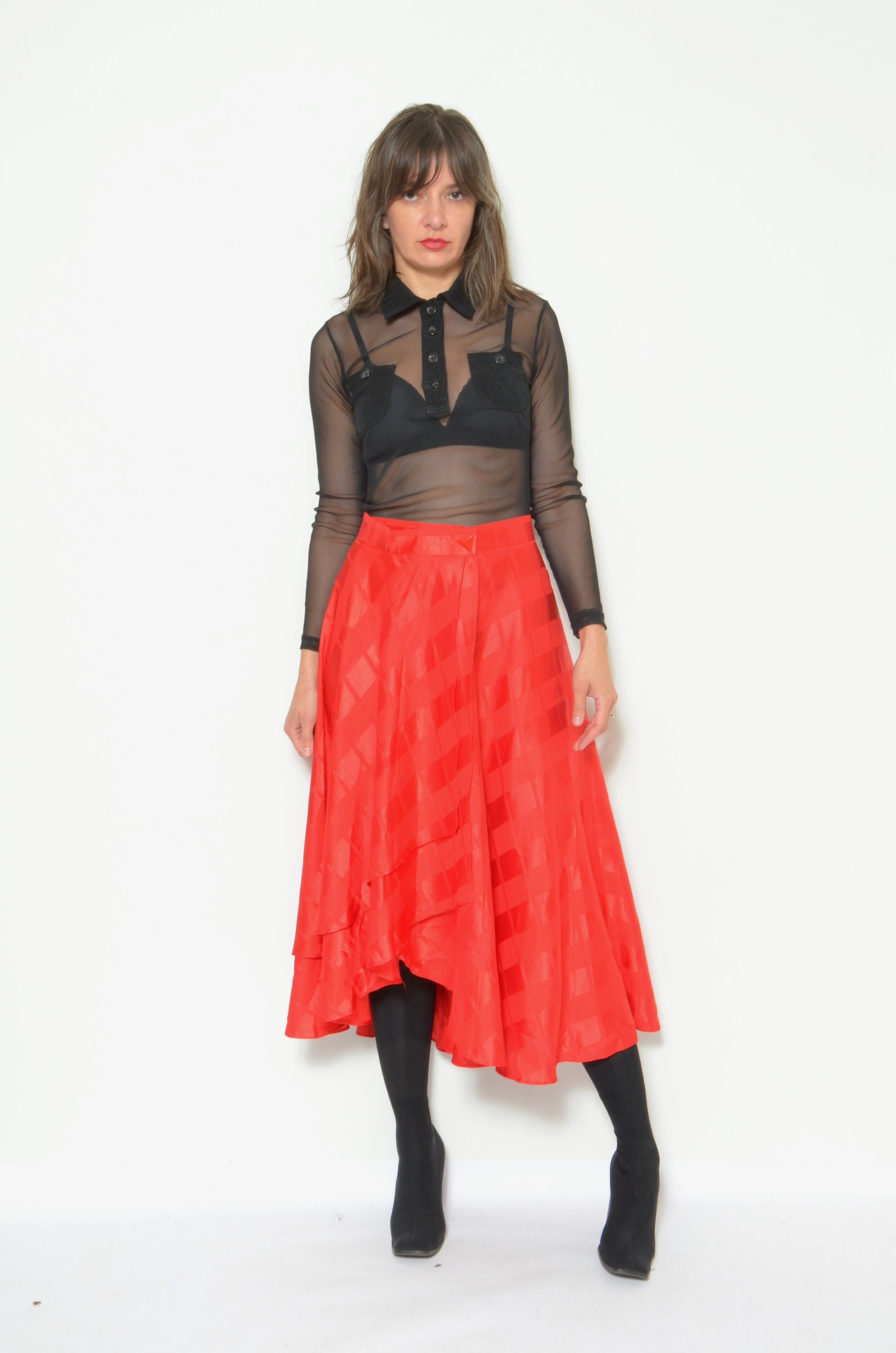 【HI FI FNK】(W) Teddy Striped Skirt Striped full skirt – KinandKin