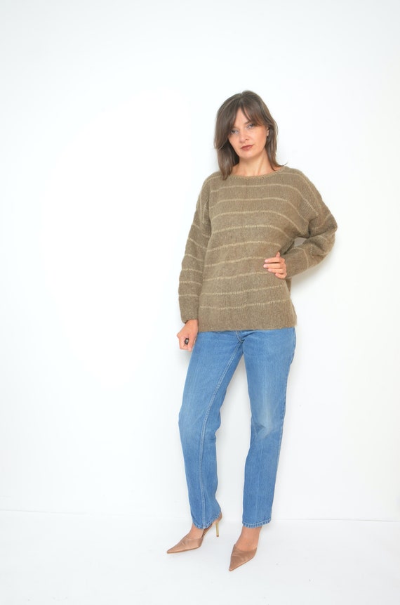 Mohair Oversized Sweater / Vintage 80's Striped F… - image 2