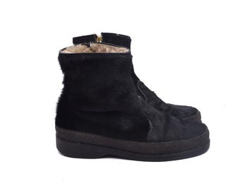 Vintage Shearling-Lined Pony Hair Winter Boots: EU 43 / US 9.5