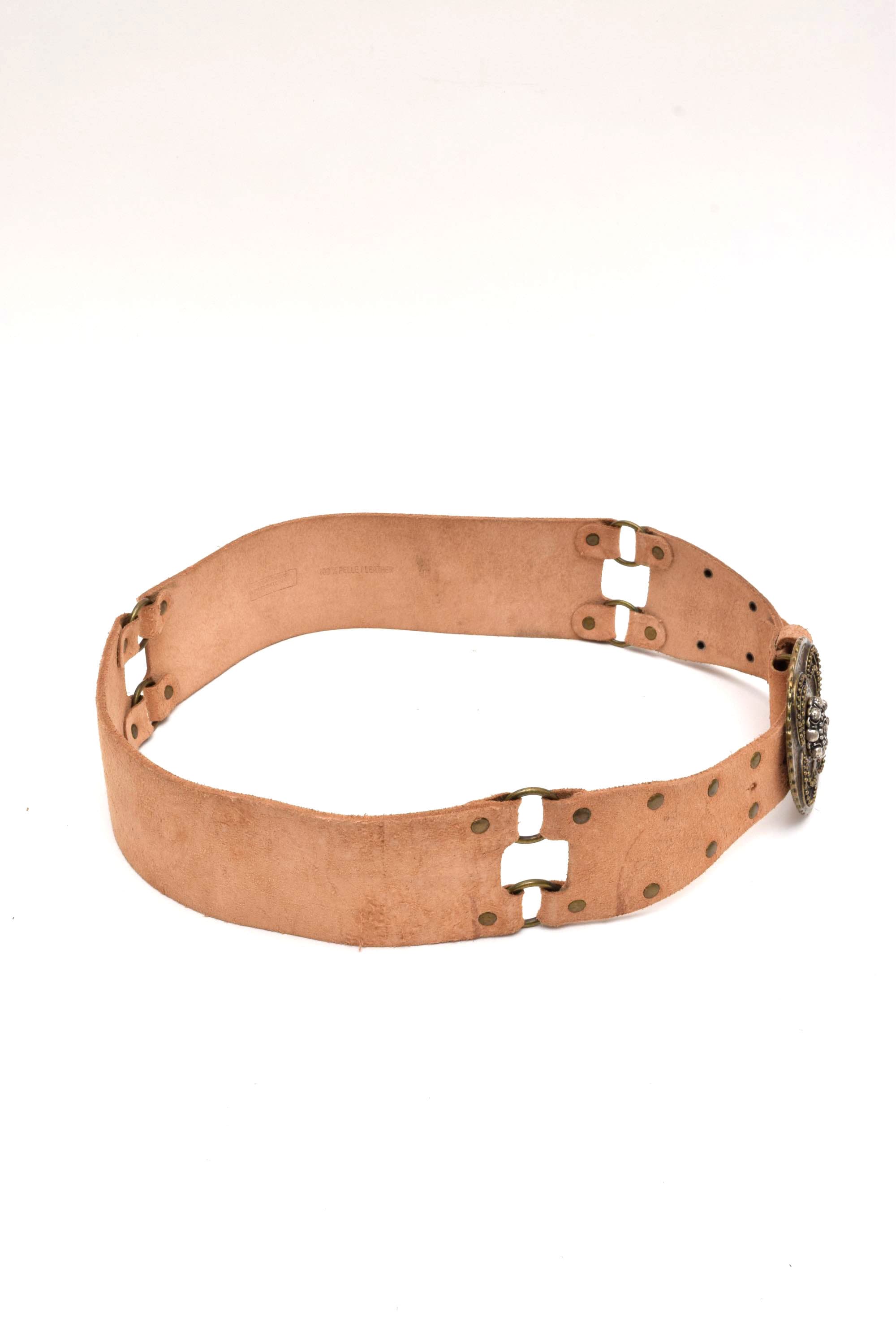 Vintage 70s Suede Leather Belt With Ornate Brass Buckle - Etsy