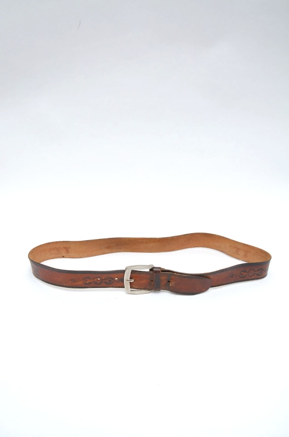 Ceinture Cuir Western Vintage – Années 90 – Taille 36 – Marron – Homme