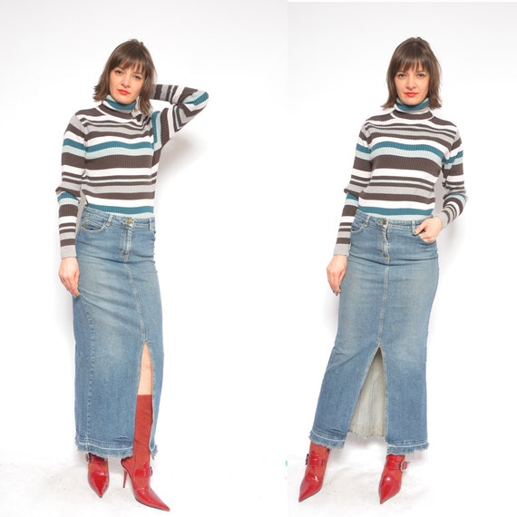 jean skirt with slit
