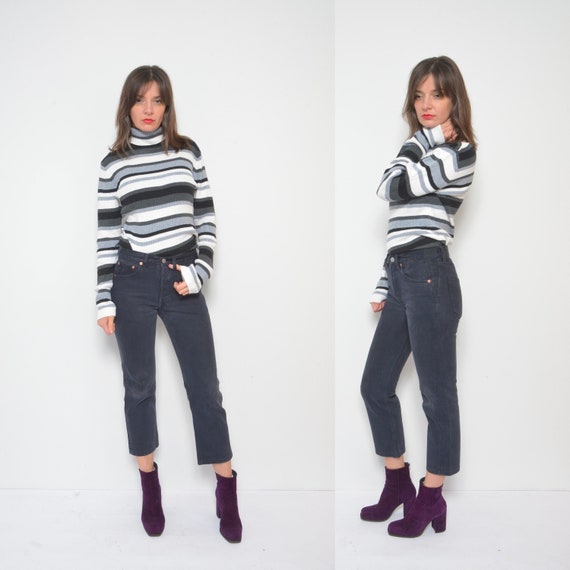 Buy Vintage 90s Levi's 501 Cropped Black Denim Jeans - Made